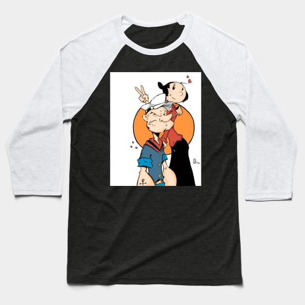 POPEYE THE SAILOR MAN AND OLIVE OIL Baseball T-Shirt by Tazartist